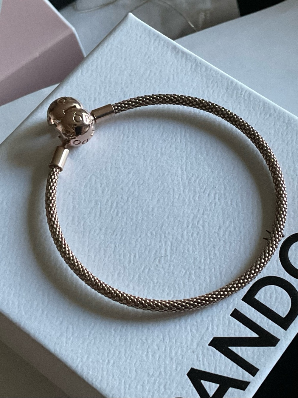 Pandora Rose Gold Mesh Charm Bracelet